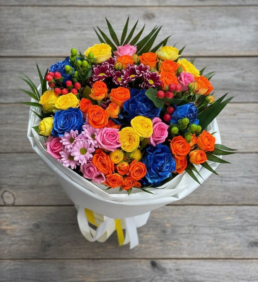 Букет цветов из: Розы и Хризантемы в Баранчинский