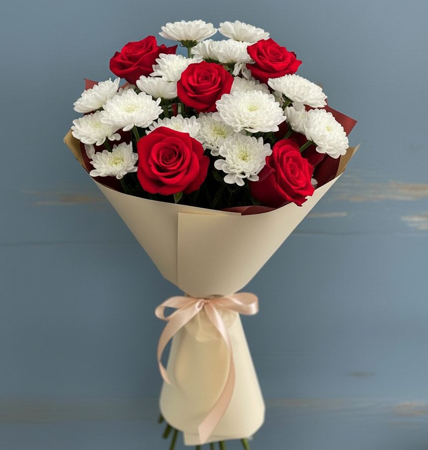 Букет цветов из: Розы и Хризантемы в Баранчинский