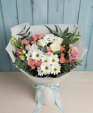 Букет цветов из:  Розы, Лизиантусы и Хризантемы в Баранчинский