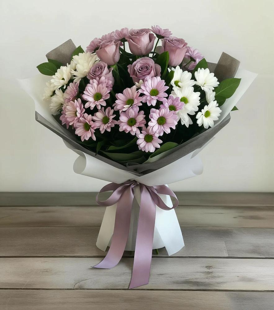 Букет цветов из: Хризантемы и Розы в Баранчинский