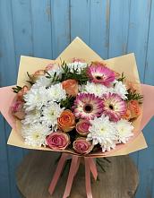 Букет цветов из:  Розы, Герберы и Хризантемы в Баранчинский