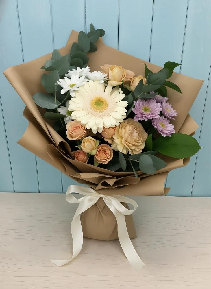 Букет цветов из: Герберы и Хризантемы в Баранчинский
