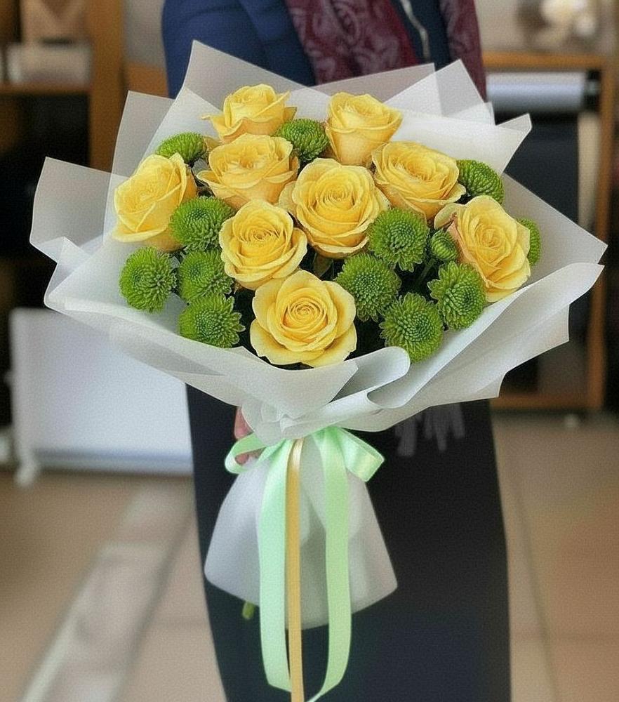 Букет цветов из: Хризантемы и Розы в Баранчинский