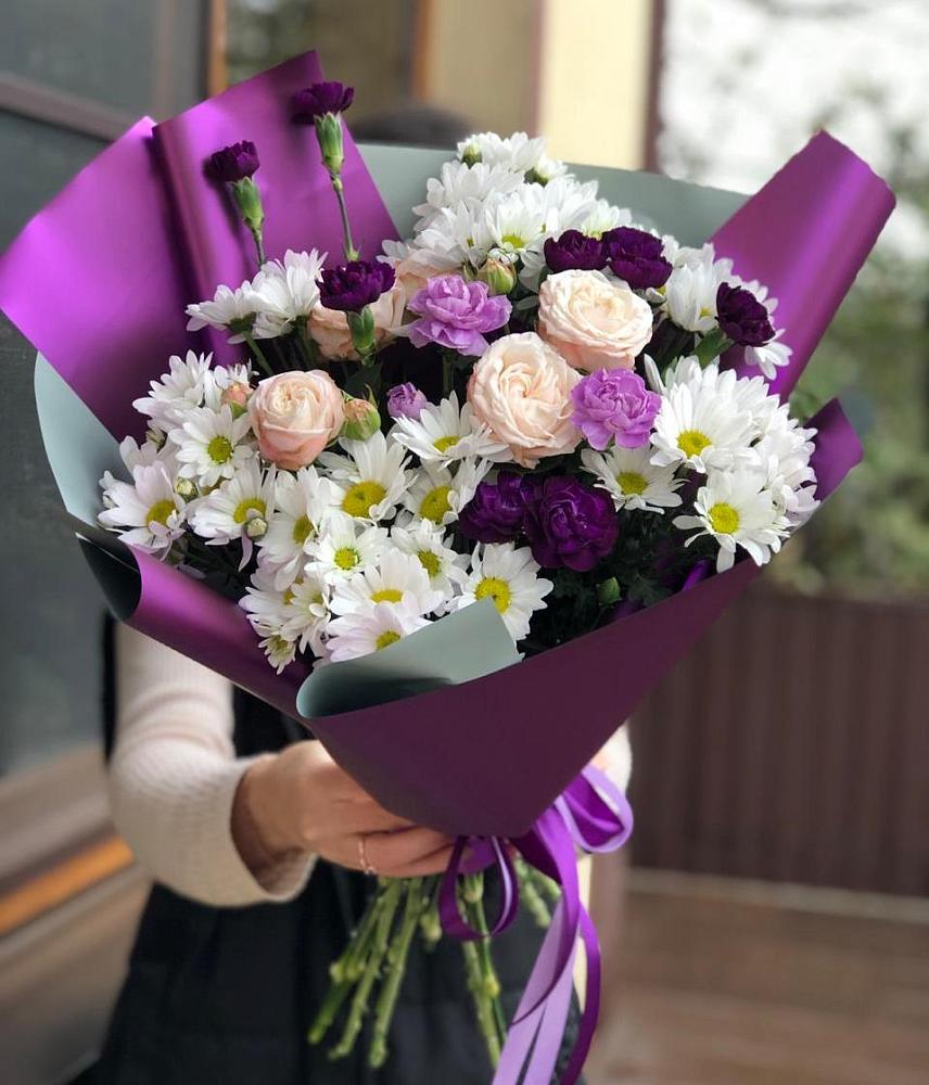 Букет цветов из: Хризантемы, Гвоздики и Розы в Баранчинский