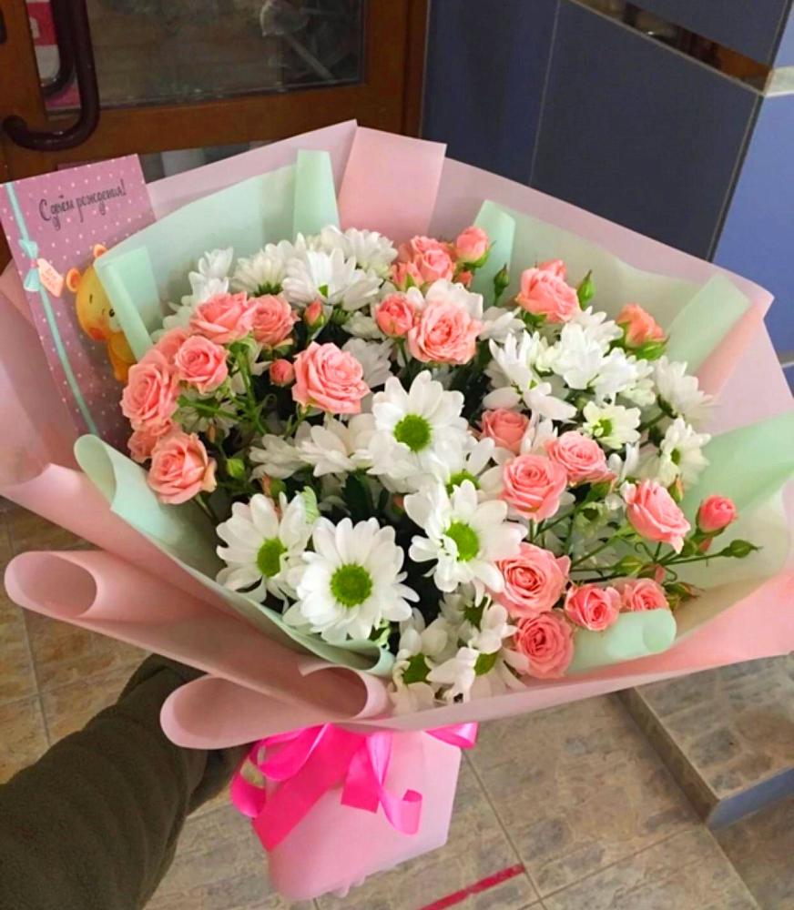 Букет цветов из: Розы и Хризантемы в Баранчинский