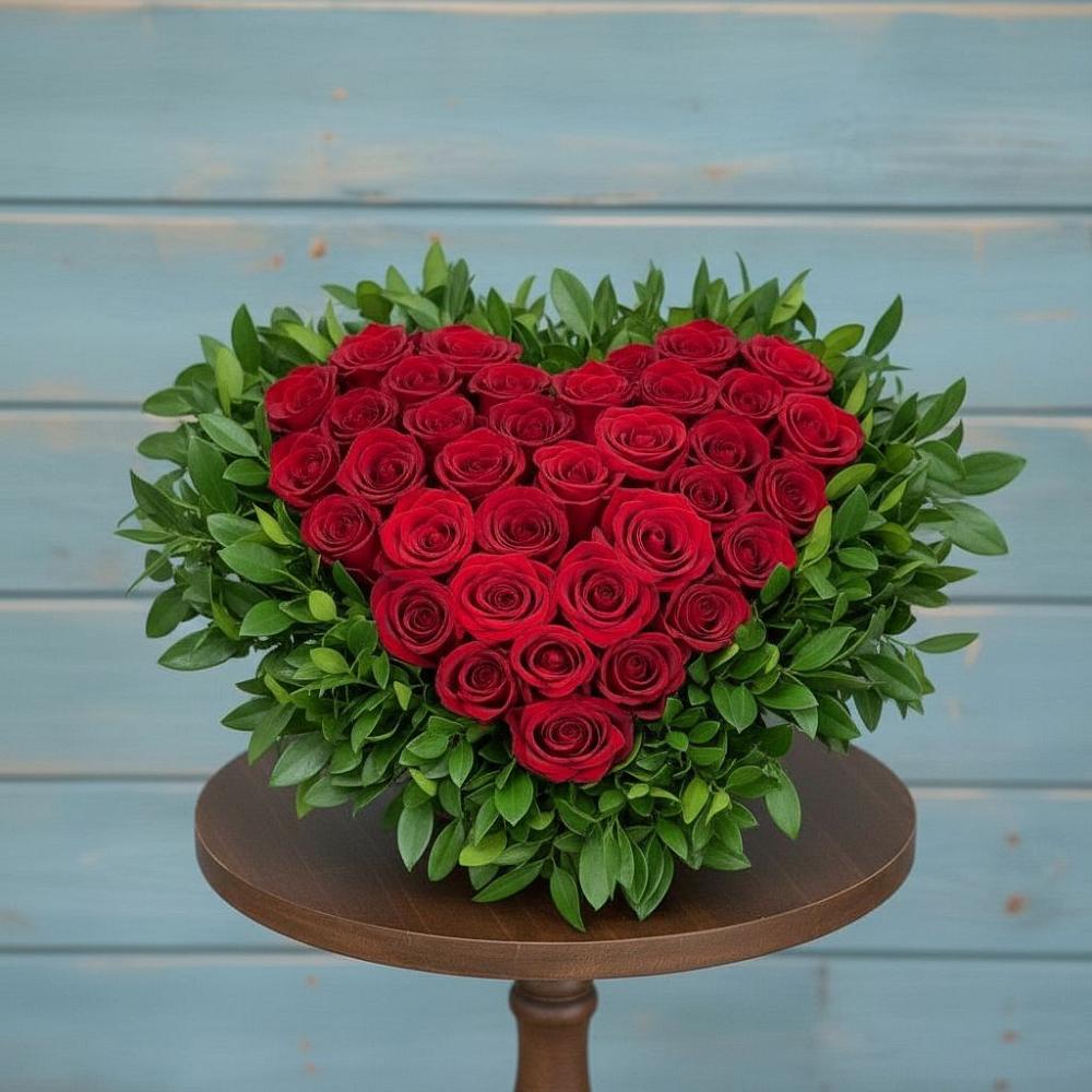 Цветочная композиция из Розы в виде сердца в Баранчинский