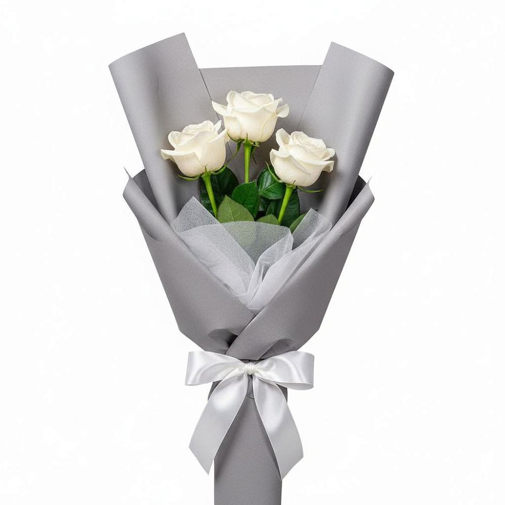 Букет 3 белые розы в Баранчинский