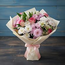 Букет цветов из:  Хризантемы, Альстромерии и Розы в Баранчинский