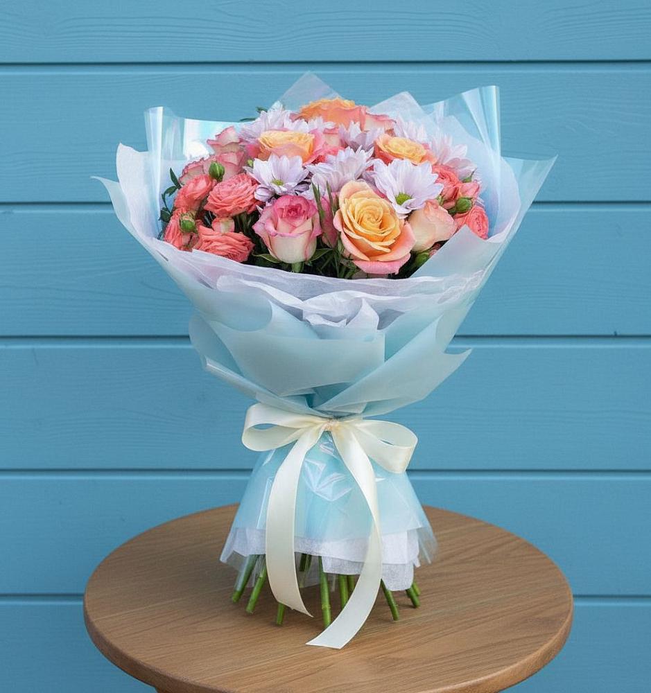 Букет цветов из: Хризантемы и Розы в Баранчинский