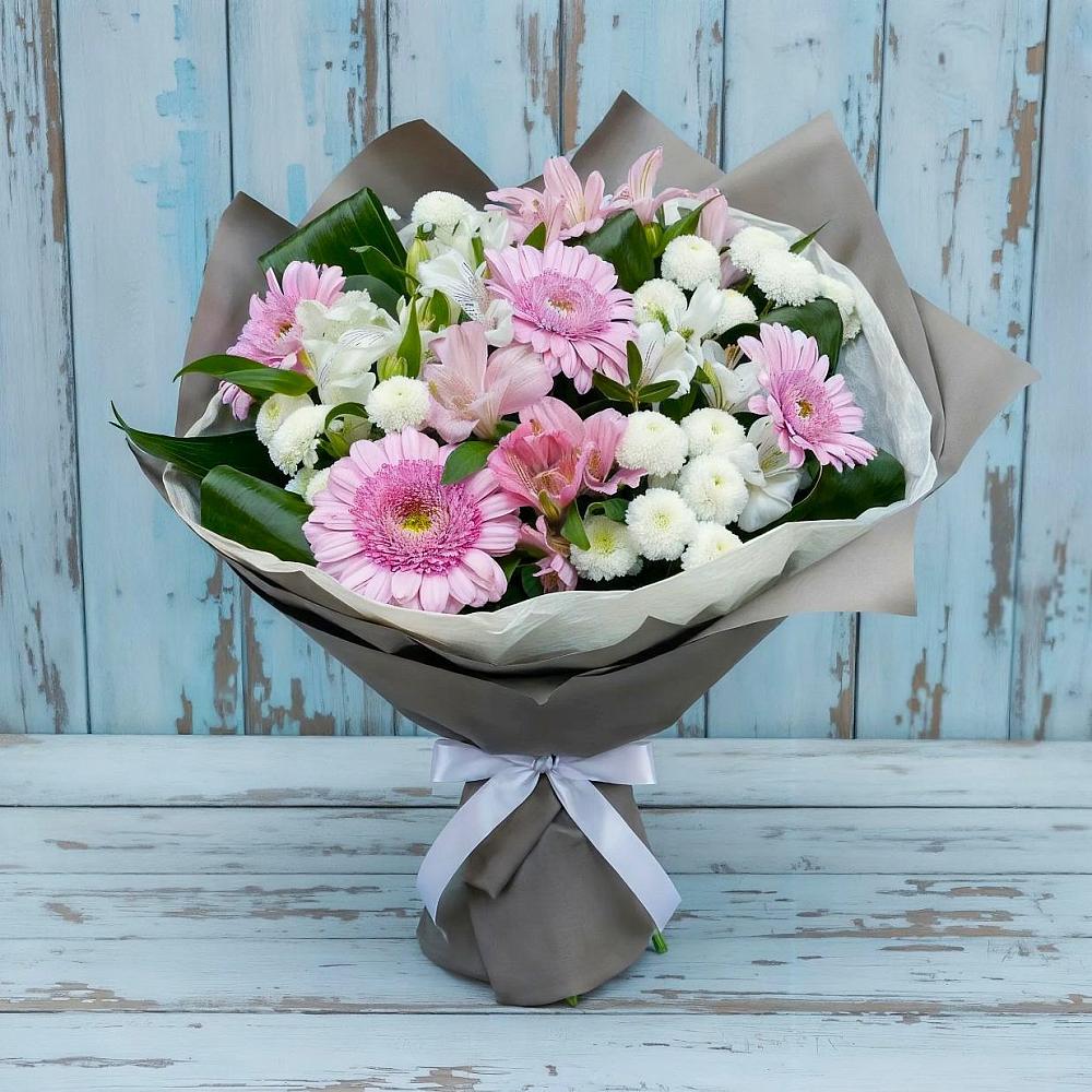 Букет цветов из: Герберы, Альстромерии и Хризантемы в Баранчинский
