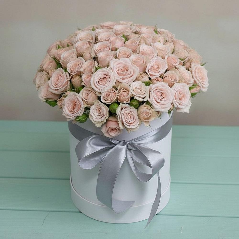 Цветочная композиция из Розы в шляпной коробке в Баранчинский